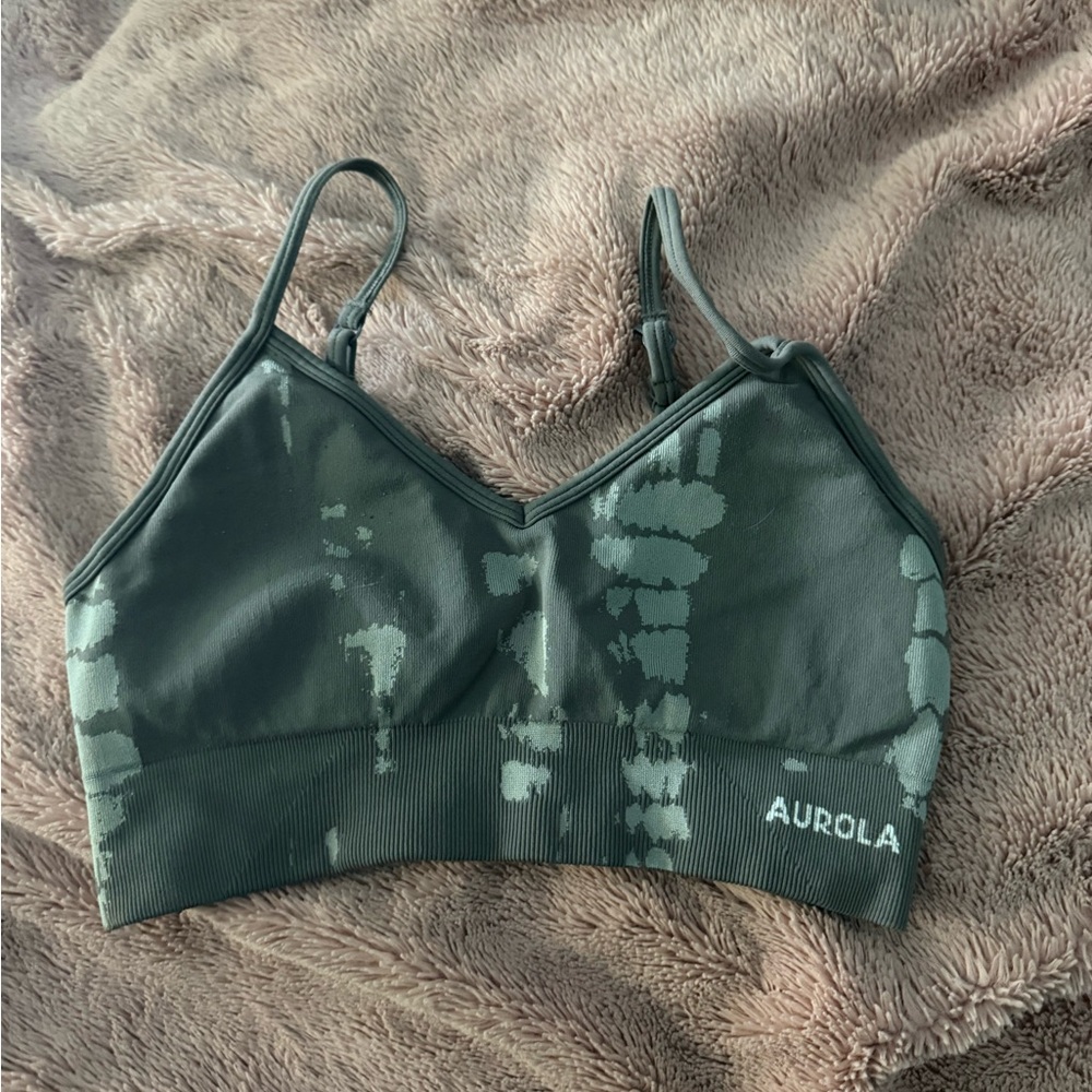 Aurora Green Camouflage Women's Sports Bra